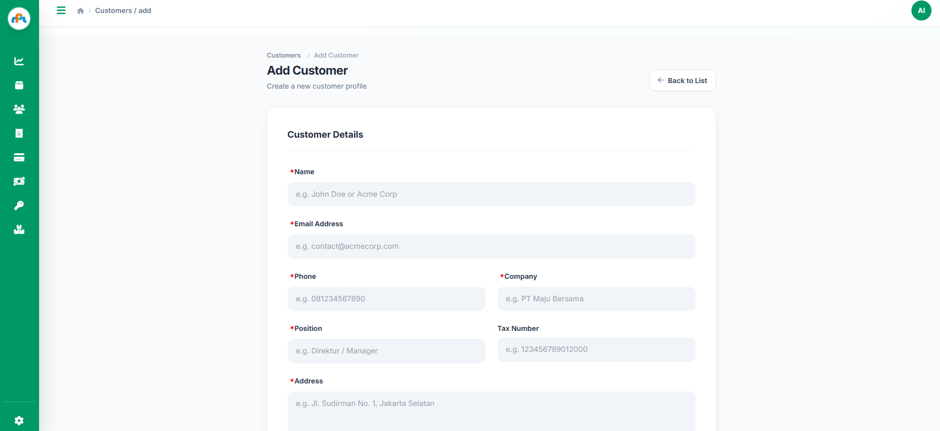 Tambah Pelanggan Baru